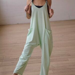 Free People Movement Washed Aqua Hot Shot Onesie Jumpsuit Color: Pistachio sz S